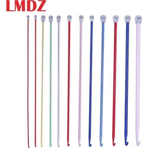 LMDZ 14Pcs/Set Tunisian Afghan Crochet Hooks Multicolor Aluminum Knitting Needles Hook Afghan Hooks 14 Size 2.5 mm to 11 mm