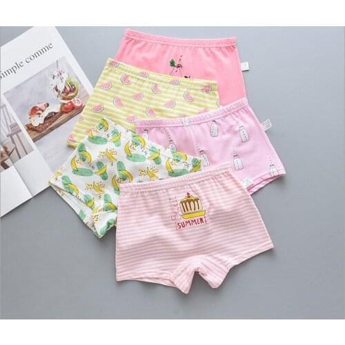 Hot sales Girl underwear Free shipping new arrived kids fruit cartoon boxer short children panties 5pcs/lot 2-12y students