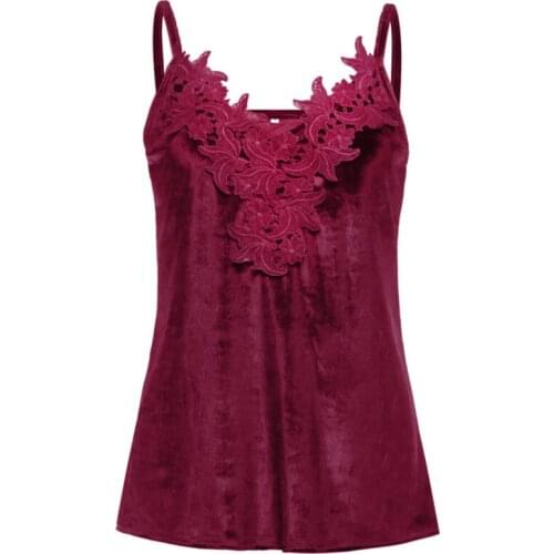 Elegant Tank Tops Sexy v-neck Lace Patchwork Sleeveless Shirt Womens Summer Clothes Tank Top Ladies Pajamas Homewear Camisole