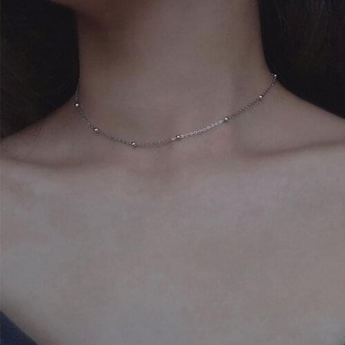 Evimi Minimalist 925 Sterling Silver Clavicle Chain Necklace for Women Trend Elegant Charming Round Beads Party Jewelry Gifts