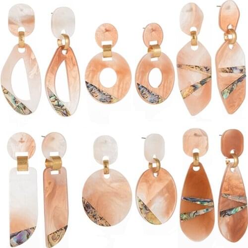 Fashion round rectangular earrings simple natural pendant earrings Womens unique charm alloy shaped jewelry