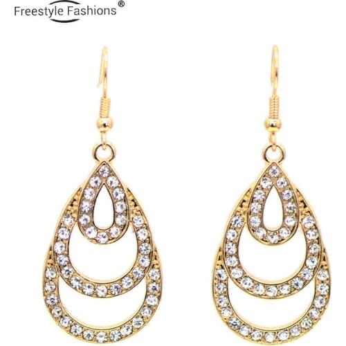Fashion trendy water zinc alloy drop earrings for women