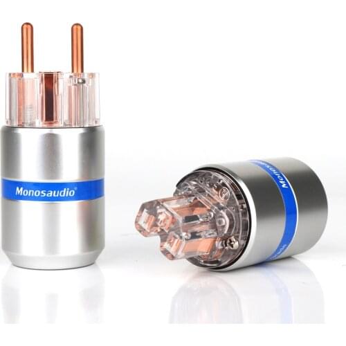 Monosaudio E107/F107 Pure Copper Hifi power plug Schuko Power Plug Connector +IEC Female Connector Plug HIFI