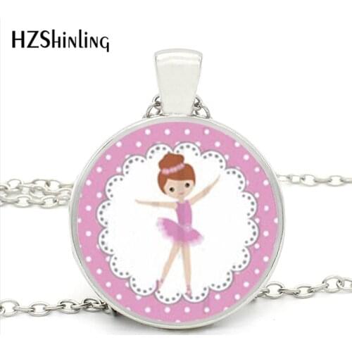 New Ballerina Girl Necklace Handmade Glass Cabochon Dancing Girl Chain Pendant Necklace for Women