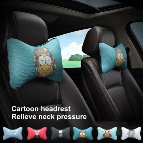 1Pair Car Headrest Neck Pillow Car Headrest And Neck Pillow Cute Cartoon Car Pillows Soft Head Rest Travel Support