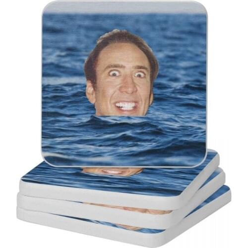 Nicolas Cage Sea Natural Diatomite Square Round Coaster Non Slip Cup Bonsai Mat Soap Toothbrush Pad Diameter 10cm