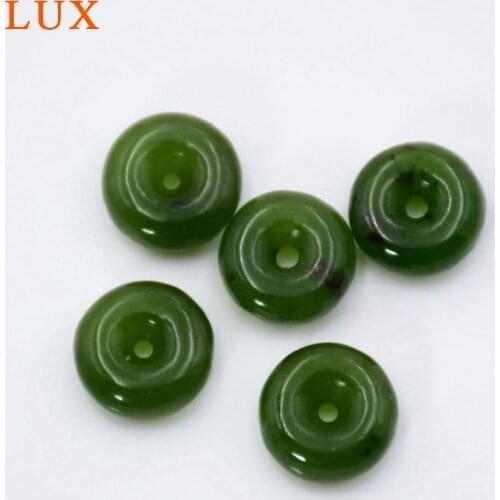 LUX Donut Ring beads Chinese Natural Nephrite Jades Gem stones Carved Charm Pendant Beads