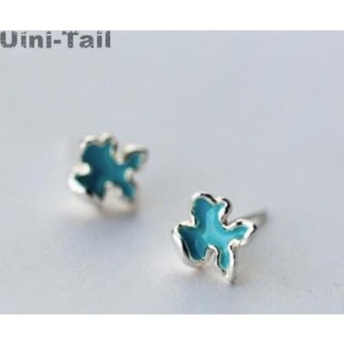 Uini-Tail hot new 925 sterling silver fashion simple blue flowers earrings temperament sweet geometric high quality jewelry