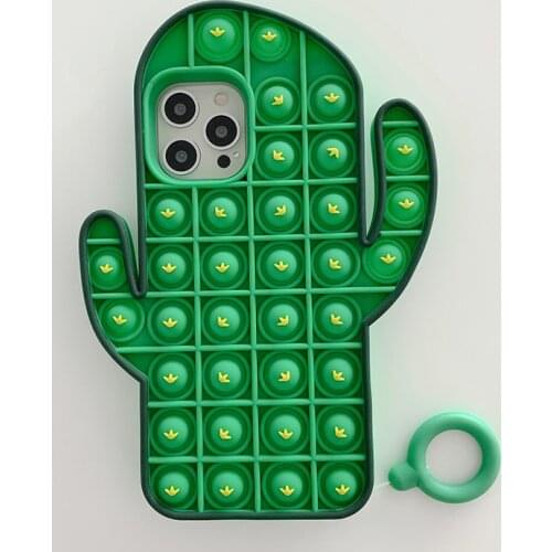Cute Cartoon Cactus Case for iPhone 12 11 Pro X XR XS Max 6 6s 7 8 Plus SE 2020 mini Anti Stress Play Botany Soft Silicone Cover