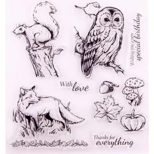 Owl Squirrel Fox Clear Stamps Transparent Silicone Stamp for DIY Scrapbooking Paper Card Craft Tools