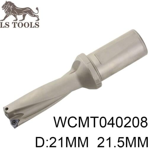WC stype U drill Diamter 21mm 21.5mm CNC indexable U drill 2D/3D shank 25mm drill bits use WCMT040208 inserts lathe CNC mechine