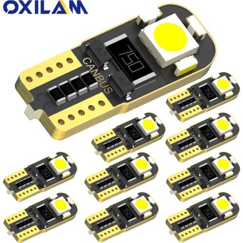 10Pcs OXILAM LED T10 Canbus W5W LED Bulb No Error 360 Degree Lighting Car Parking Light Dome Trunk Interior Signal Lamp White