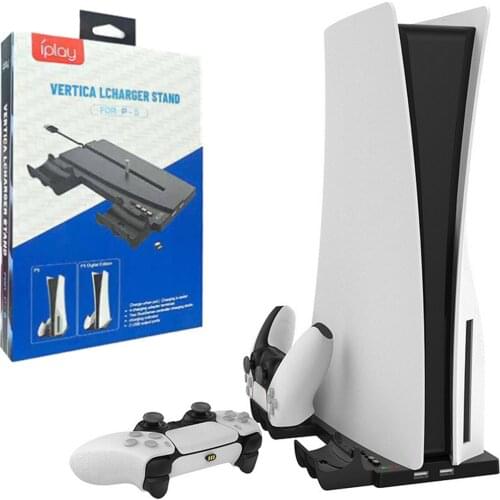 Bevigac 2 in 1 Console Vertical Stand Charger Charging Station Dock with 4 Type-C Adapter for PS5 Ultra HD Digital Edition