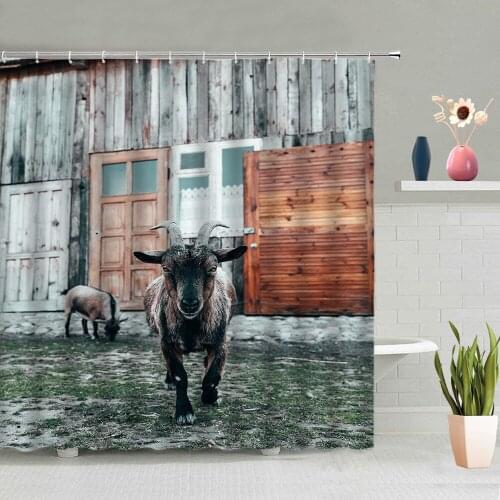 Animals Cows Shower Curtain Farm Highland Cattle Bathroom Decoration Bathing Curtains Washable Hanging With Hooks Home Screen