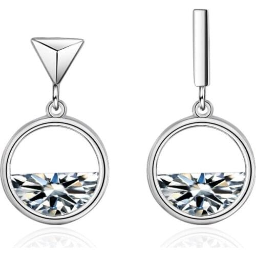 New Arrival 925 Sterling Silver Hot Sale Asymmetric Crystal Ladiesstud Earrings Wholesale Jewelry Women Gift Drop Shipping