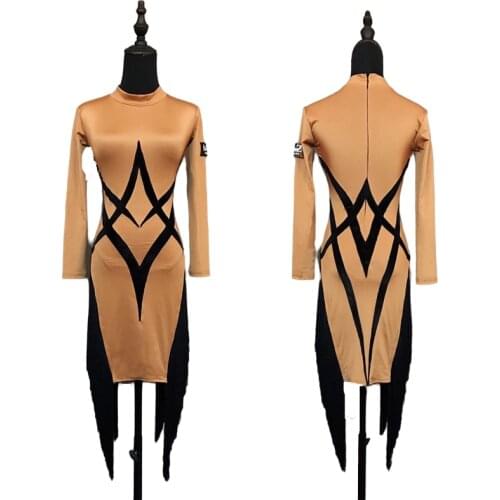 Fringe Latin Competition Dress Women Stage Costume Rumba Dresses Mesh Tap Dancewear Salsa Dancing Outfit Designer Clothes JL3118