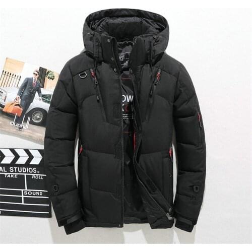 Winter thick coat mens hooded thick duck down parka coat mens slim casual jacket has many pockets