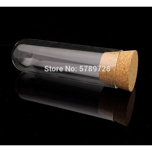 1pcs 45x150mm transparent round bottom glass test tube with cork stopper Flat - mouth thickened glass tube, teaching equipment