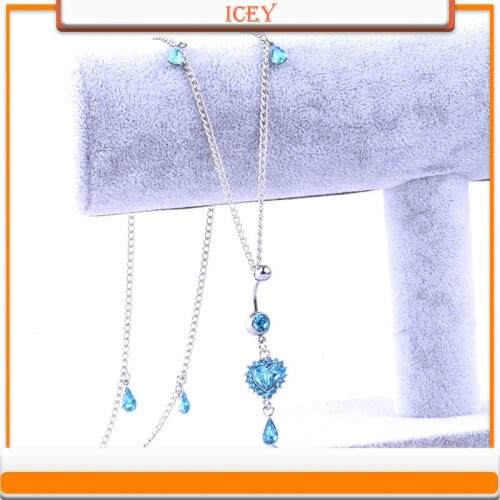 Piercing water drops peach heart full drill waist chain girl belly cord chain