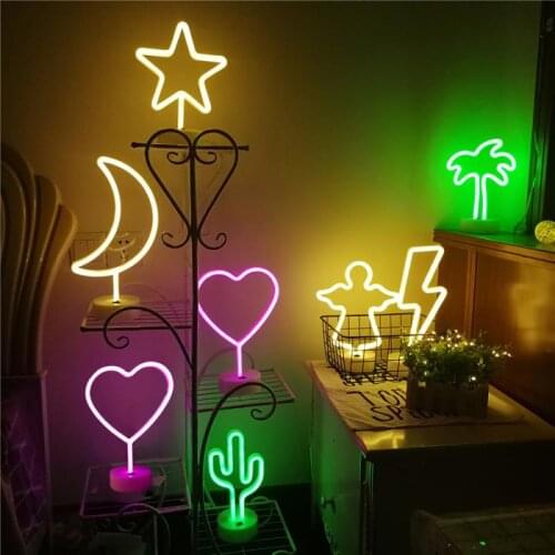 1pcs Night Light With Base Neon LED Cactus Modeling Lights For Home Holiday Decoration Lights Led Night Lamp