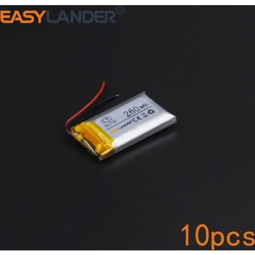 10pcs/Lot 3.7V 260mAh Rechargeable li Polymer Li-ion Battery For bluetooth headset mouse Bracelet Wrist Watch 601730 061730