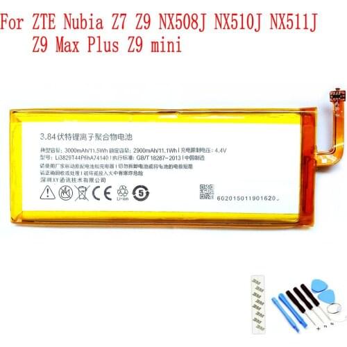100% NEW Original Li3829T44P6HA74140 2900mAh Battery for ZTE Nubia Z7 Z9 NX508J NX510J NX511J Z9 Max Plus Z9 mini Mobile Phone