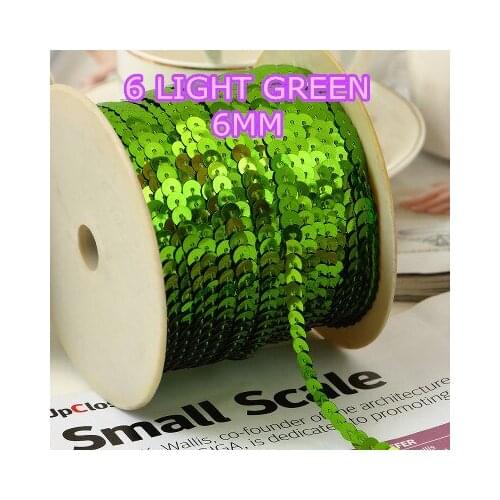 100 Yards 6mm Round Sequin Trim Sequins Roll, Sold per Packet of 1 Roll(100 Yards)-6 Light Green Confetti