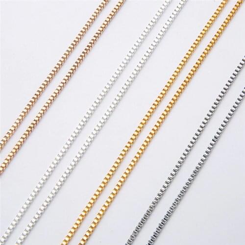 5m/lot Diameter 2mm Box Chains Necklace Lot Findings Kc Gold Rhodium Color Iron Necklace Link Chains Bulk For Diy Jewelry Making