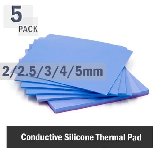5Pcs 100x100mmThermal Pad 2mm 2.5mm 3mm 4mm 5mm CPU Heatsink Pad Cooling Conductive Silicone Thermal Pad White