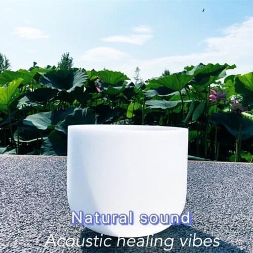 9" Crystal Singing Bowl F Note heart chakra Frosted Quartz bowl for meditation healing