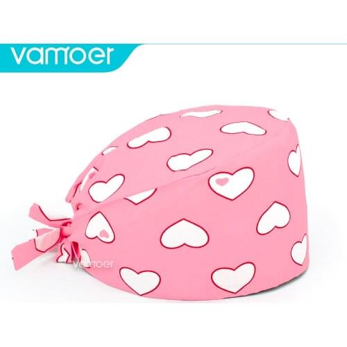 Hospital Fashion cotton cartoon print hats adjustable scrubs hats beauty salon working cap laboratory pet shop scrubs caps