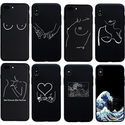 Hot Art Great Wave Hand Love Heart Couple soft case for iphone 6 6s plus 7 Plus 8 plus X XS Max XR 5s SE Phone cover Funda Coque