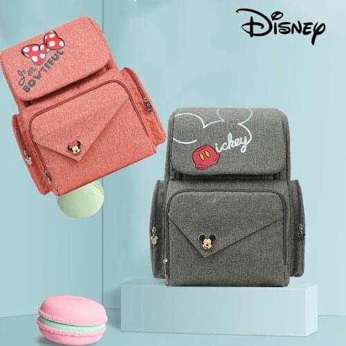 Disney USB Mickey Minnie Travel Diaper Baby Bag For Mom Multifunction Waterproof Stroller Bag Baby Mommy Fashion Storage Bag