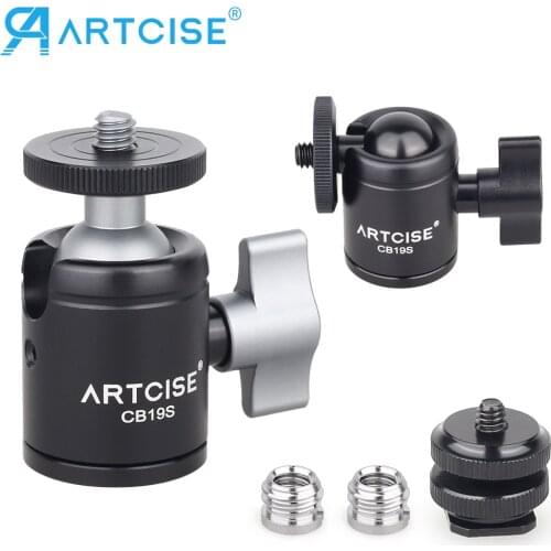 Tripod Head Camera Monopod Professional Mini Ball Head 1/4'' Mount Panoramic Ballhead Phone Holder Gopro Mobile Clip DSLR CB19S