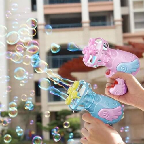 Hot Sale! 4 Hole Electric Automatic Bubble Blower Maker Gun With Mini Fan Kids Outdoor Sports Educational Toys Wedding Supplies