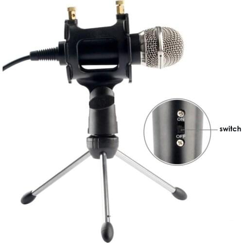 3.5mm Jack Mini Microphone Condenser Microphones With Filter Tripod Stand For Computer Phone Singing Podcasting Voice Recording