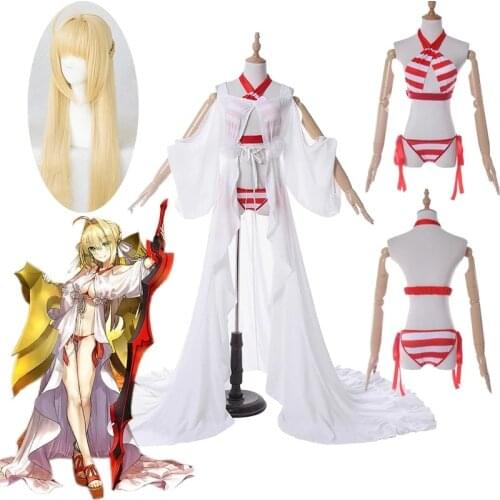 Saber Cosplay Fate Grand Order Nero Claudius Caesar Augustus Swimsuit Cosplay Costume Sexy Bikini Fate/Extra Costume Swimwear
