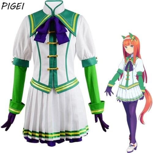 Anime Pretty Derby Uma Musume Silence Suzuka Cosplay Tops Cloak Skirt Uniform Sets for Girls Women Halloween Carnival Outfit