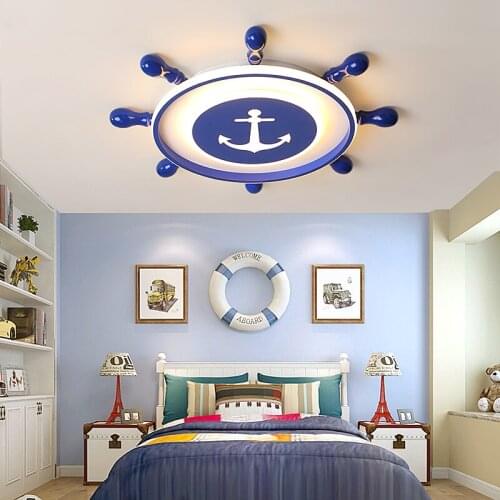 Creative Blue Rudder Modern led ceiling lights For Kid room study room childrens room acrylic+iron ceiling lamp lampara techo