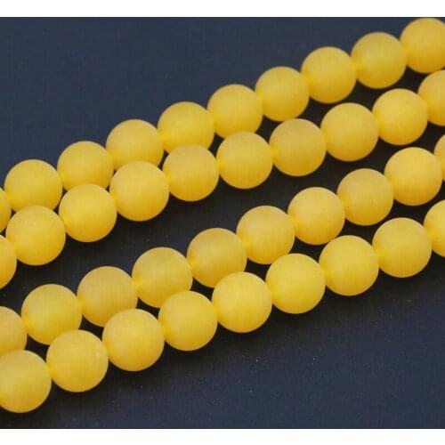 Round Natural Stone Frosted Matte Jades Loose Beads Jaspers Yellow 6mm 8mm 10mm 12mm Diy Jewelry Making Craft Finding 15inch A12