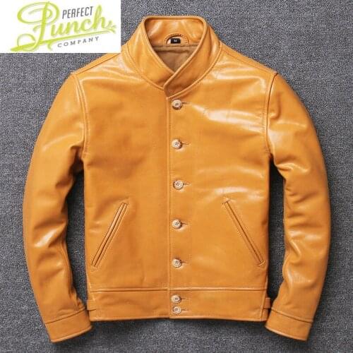 100% Cow Leather Jacket Coat for Men Short Slim Smart Casual Spring and Autumn Plus Size 2021 Hot Selling 1906