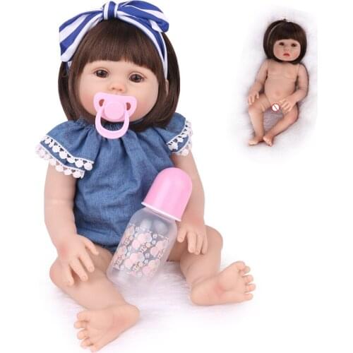 Cute Full Soft silicone Reborn Baby Dolls 48cm Child Bath Play Toys Reborn Toddler Girl Bed Playmate Alive Kids Surprise Gifts