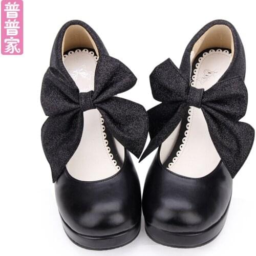 Princess sweet lolita shoes Japanese sweet soft sister original small round with big butterfly adornment women shoes pu8669