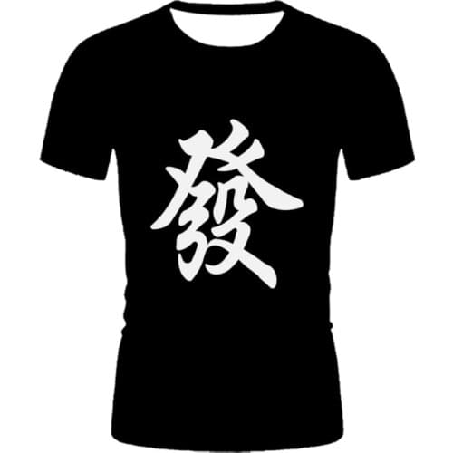 Fashion Men And Women Black Print Mah-Jongg T-Shirt 3D-Printed Fun Sports T-Shirt Top Men And Women Plus T-Shirts