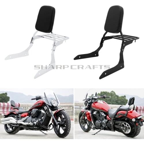 Motorcycle Passenger Sissy Bar Backrest with W/ Luggage Rack For Yamaha Stryker 1300 XVS1300 2011-2017