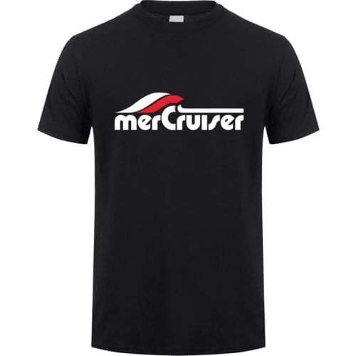 Mercruiser Boating Boat Outboard T Shirt Men Summer Short Sleeve Cotton T-shirts Man Tops Cool T-shirt LH-197