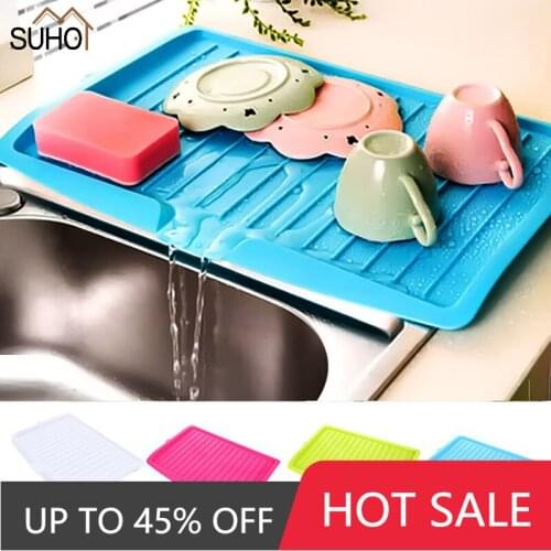 New Drainer Rack Kitchen Silicone Dish Drainer Tray Large Sink Drying Rack Worktop Organizer Drying Rack For Dishes Tableware