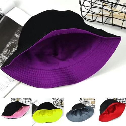 New Women Cotton Bucket Hats Women Summer Sun Block Reversible Design Cotton Solid Color Solid Color Cap Outdoor Fisherman Hat