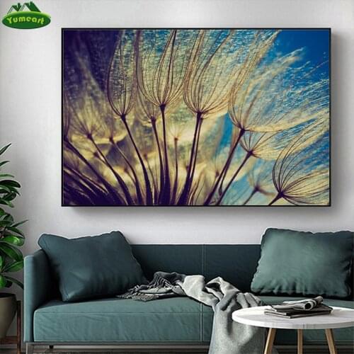 Yumeart Dandelion Flower posters and prints living room scandinavian black and white wall art canvas abstract painting picture