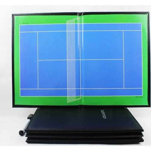 Portable Leather Tennis Tactical Board Folding Magnetic Coaching Board With Pen Brush Teachers Coaches Accessories